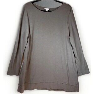 J. Jill Pure Jill Top Tunic‎ Women’s XL Gray Cotton Blend Side Pockets Roomy